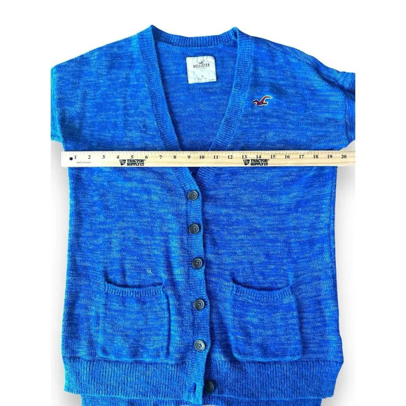 Hollister Women's Blue Knit Long Line Open Front Cardigan Sweater Size Small - Picture 9 of 13